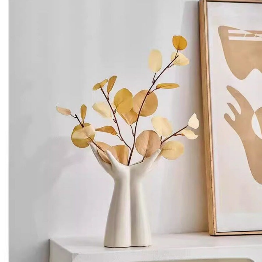 Ceramic Vase With Outstretched Hands, High-Quality Flower Arrangement Decoration