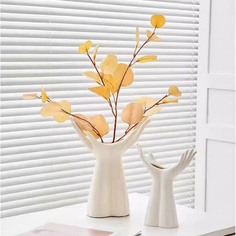 Ceramic Vase With Outstretched Hands, High-Quality Flower Arrangement Decoration