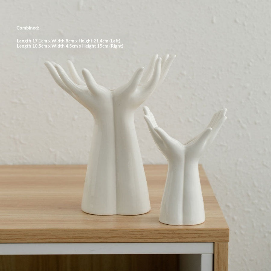 Ceramic Vase With Outstretched Hands, High-Quality Flower Arrangement Decoration